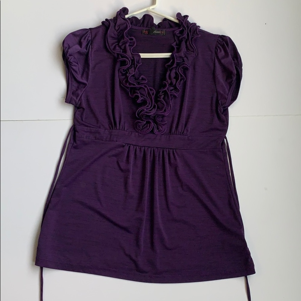 Purple top with ruffle detailing